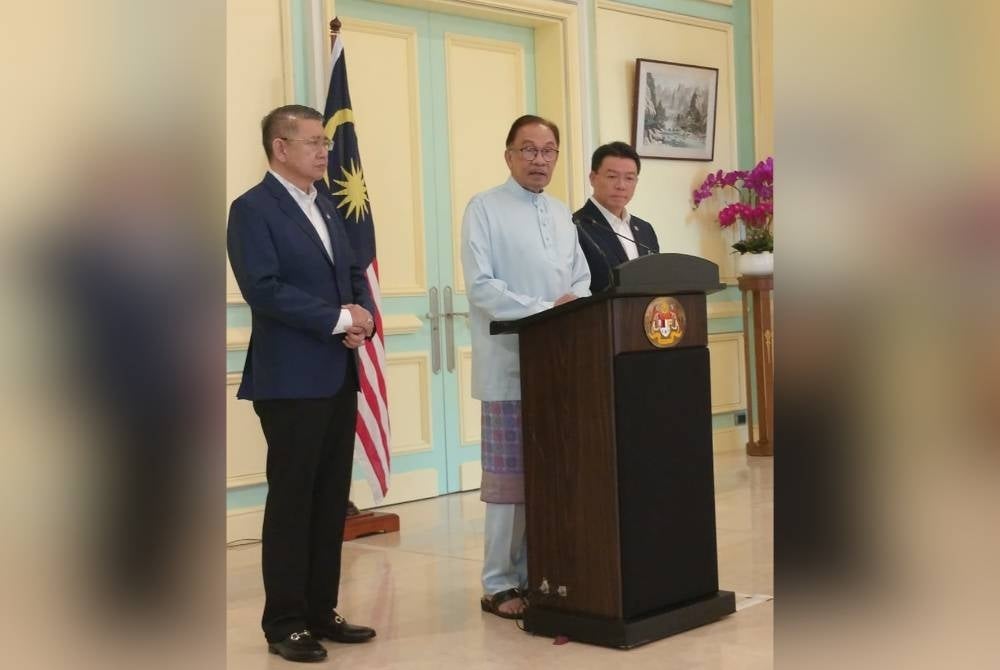 Prime Minister Datuk Seri Anwar Ibrahim during the press conference.