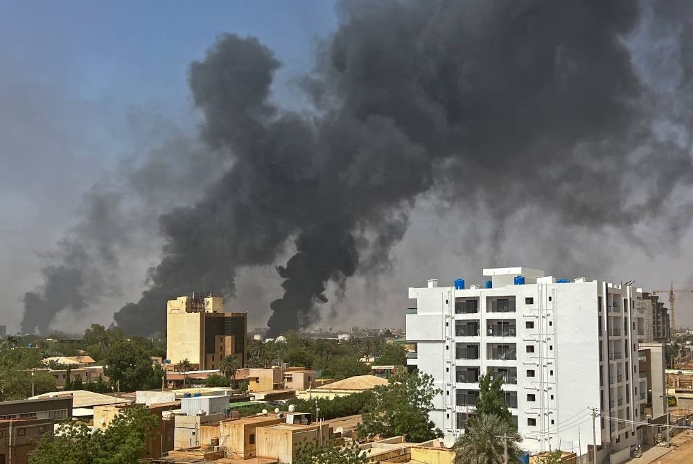 Smoke at some of the buildings in Sudan's capital Khartoum