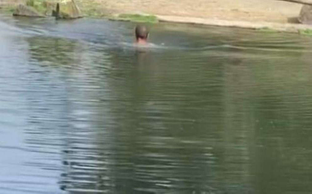 Social media footage of the incident in Auckland Zoo showed the man floating on his back, before washing his face and rinsing his hair.