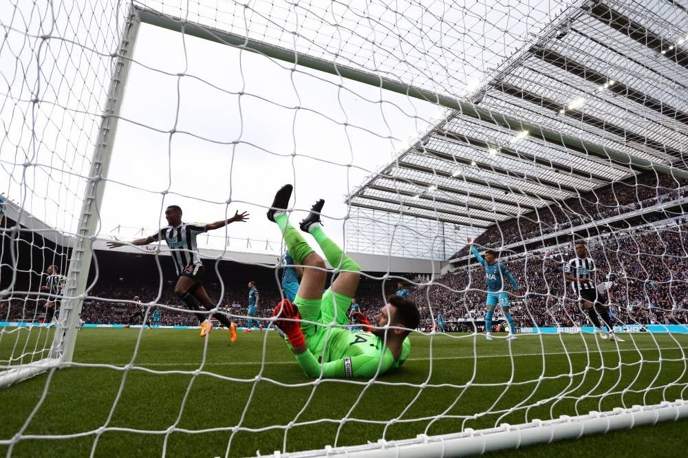 Goalkeeper Hugo Lloris of Tottenham (C) reacts after Jacob Murphy (not pictured) of Newcastle scoring the first goal in a match that saw Spurs on the receiving end of a 6-1 thrashing in the English Premier League match in Newcastle on April 23. - Pic: EPA