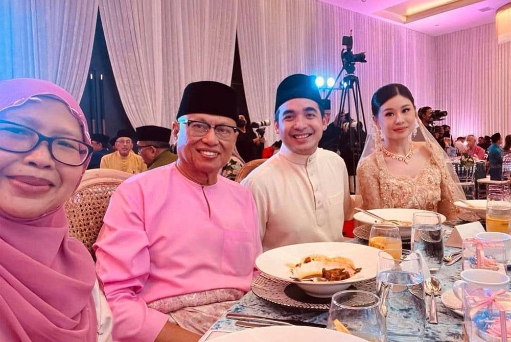 A photo during the engagement ceremony of Norashman Najib and his fiancée Nicola Mulyadi that was shared by Umno supreme council member Datuk Mohd Puad Zarkashi on his Facebook page.