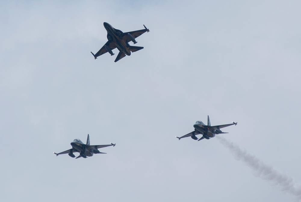 The T-50 'Black Eagle' aircraft belonging to the Republic of Korea Air Force (ROKAF) performed a low flight in Labuan airspace, before departing for Langkawi in conjunction with the Langkawi International Maritime and Aerospace Exhibition 2023 (LIMA'23) today - FILEPIC 