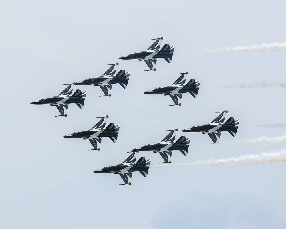 Air show by the Black Eagles aerobatic team from South Korea during the Langkawi International Maritime and Aerospace Exhibition 2023 (Lima '23). - BERNAMA
