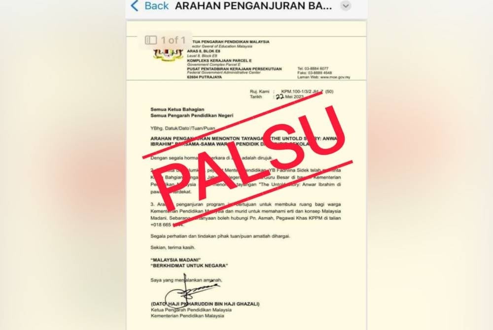 The Education Ministry has asked the public to check on the validity of the information before sharing. 