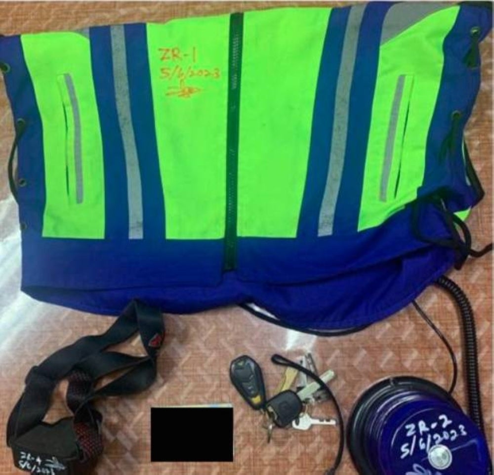 Items used by the men to impersonate police officers - FILEPIC 