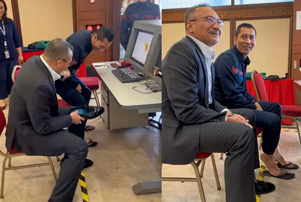 A screenshot of Datuk Seri Hishammuddin Hussein (left) and parliament staff Shidi (right) - FILE PIX 