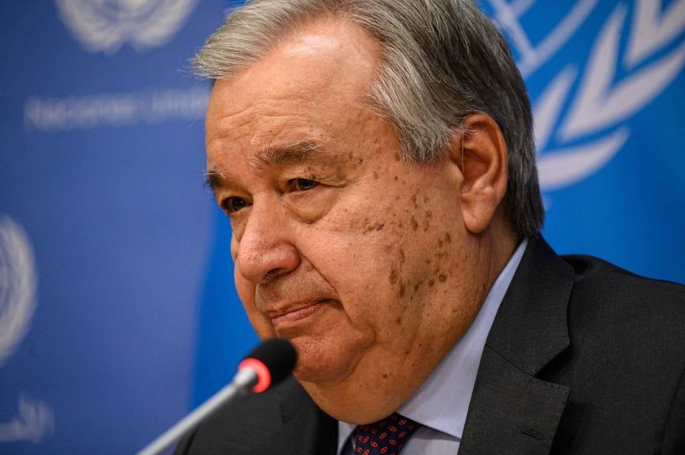 UN Secretary-General Antonio Guterres speaks during a press briefing on climate at UN headquarters - AFP 