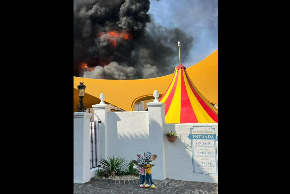 The blaze erupted on Monday afternoon in a technical room of the indoor walk-through attraction "Magic World of Diamonds", which features animatronic dwarves working in a diamond mine and a dragon. - Facebook