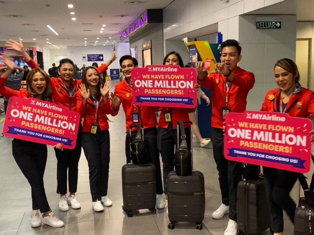 Malaysia’s new airline, MYAirline celebrates its achievement of flying more than 1,000,000 passengers in just six months. Picture by Nurul Atikah Sarji