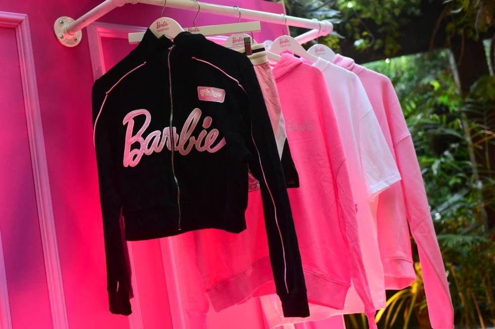 WEST HOLLYWOOD, CALIFORNIA - JUNE 29: Clothing on display during the Boohoo x Barbie Launch Party at The West Hollywood EDITION on June 29, 2023 in West Hollywood, California. Vivien Killilea/Getty Images for Boohoo/AFP (Photo by Vivien Killilea / GETTY IMAGES NORTH AMERICA / Getty Images via AFP)