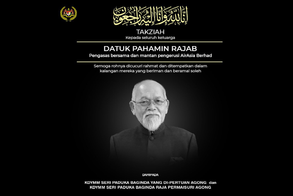 In a post on Istana Negara's Facebook page, Their Majesties expressed their sadness over the passing and hoped that the family members remained patient and strong during this difficult period. - Facebook