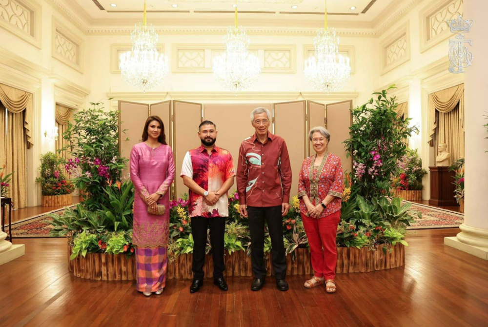 Accompanying the Tunku Mahkota (second from left), was his wife Che’ Puan Besar Khaleeda Bustamam (left), according to a posting on Tunku Ismail’s official Facebook HRH Crown Prince of Johor today. - Facebook