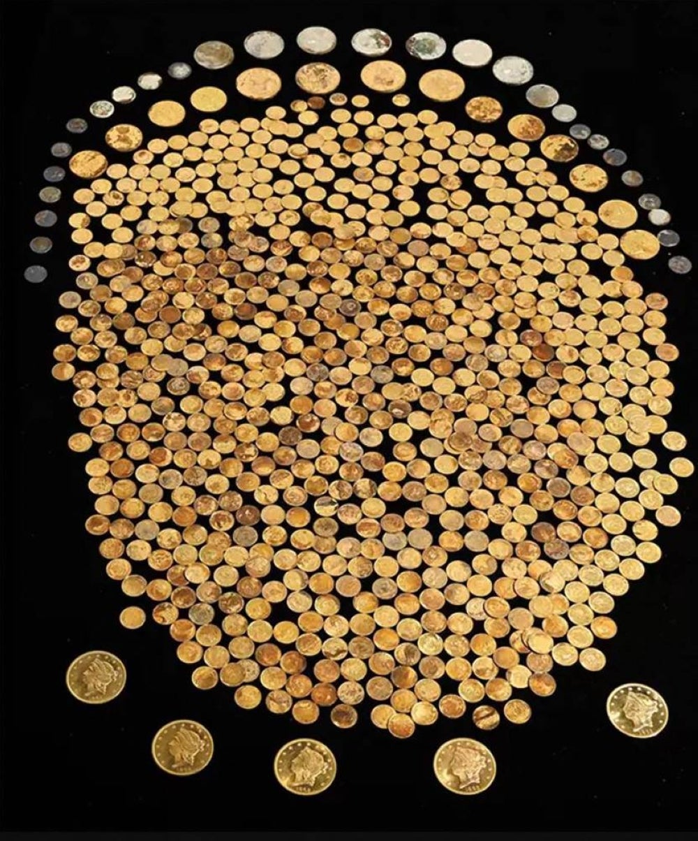 The "Great Kentucky Hoard" was discovered on a farm in the Bluegrass State earlier this year, according to the firm which graded the coins and the company selling them. GovMint.com said the coins were dated between 1840 and 1863 and include $1 Gold Indians, $10 Gold Libertys and $20 Gold Libertys. - Photo by AFP
