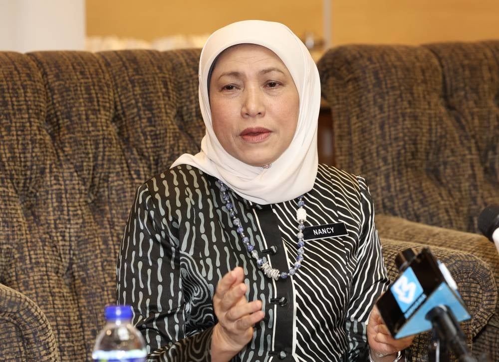 Women, Family and Community Development Minister Datuk Seri Nancy Shukri - Photo by Bernama