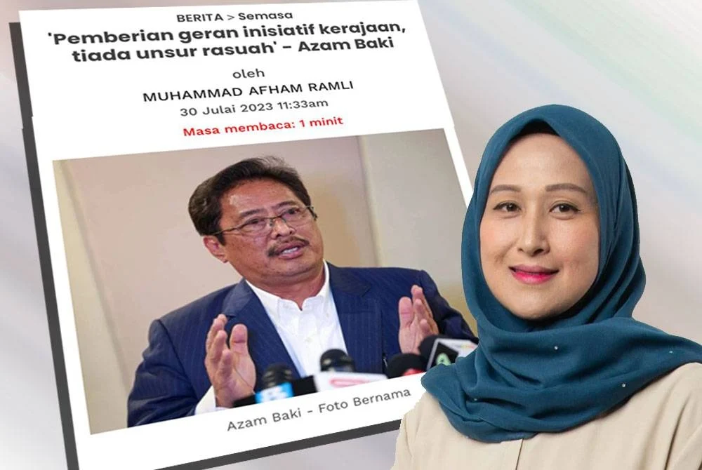 Screenshot of a Sinar Harian report from Sunday. Pictured in the right-hand corner is Wan Azliana Wan Adnan, Chairman of ASWA