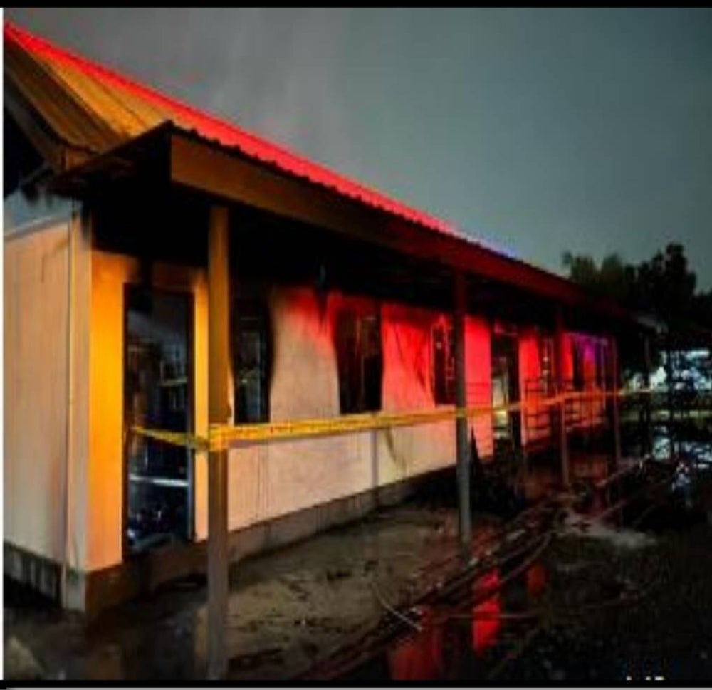 The fire destroyed 70 per cent of the hostel building. Photo courtesy of the Selangor Fire and Rescue Department
