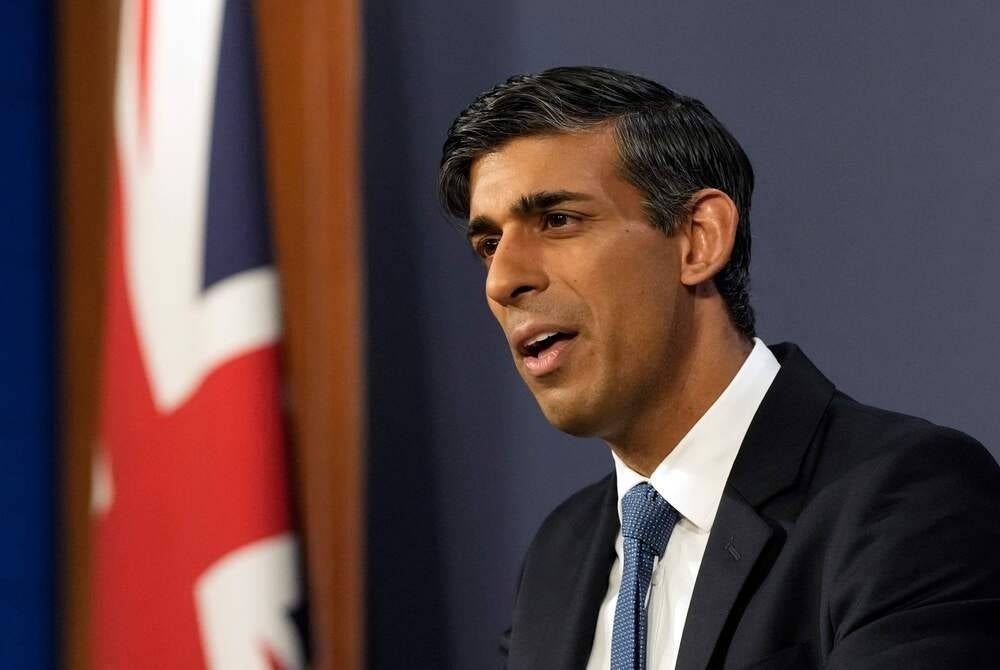 Britain's Prime Minister Rishi Sunak speaks at a press conference at Number 9 Downing Street about the British National Health Service (NHS) in London on June 30, 2023. - Photo by AFP
