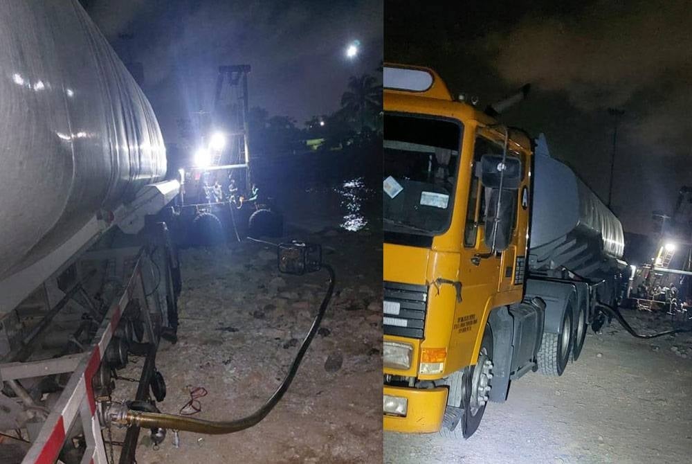 Photos of the Illegal diesel transfer at Muara Sungai Paloh, Pasir Gudang. - Photo By Malaysia Maritime