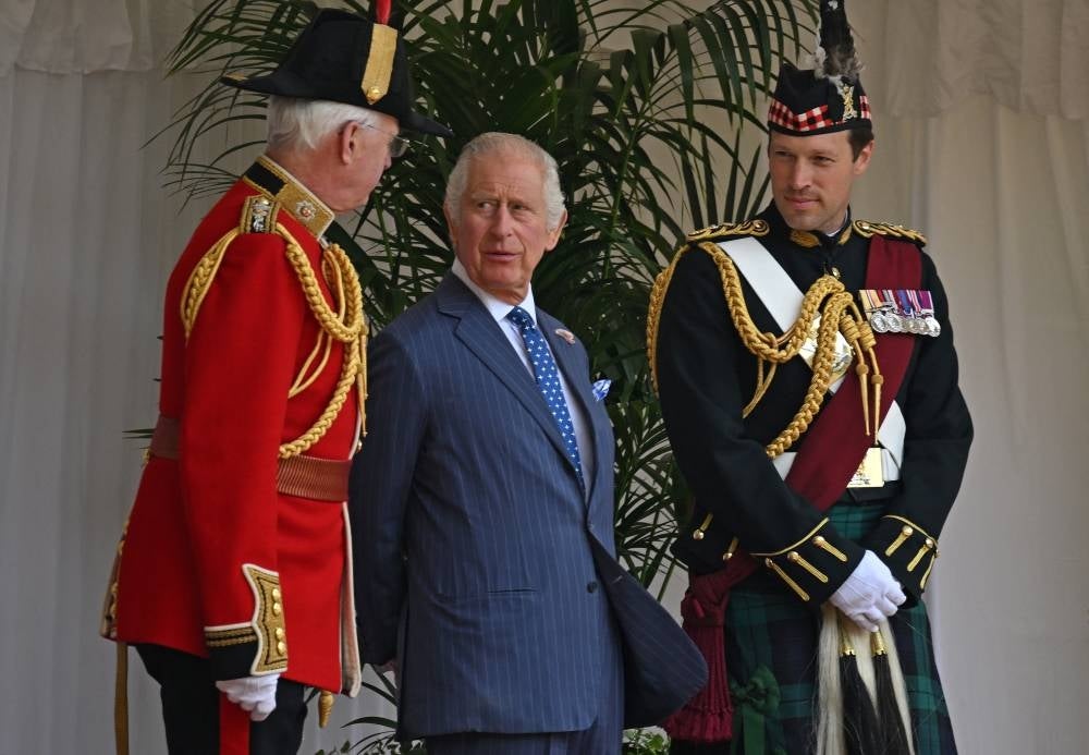 British King Charles III has reshuffled military appointments for working members of the royal family as the anniversary of the late Queen's death approaches, with three extra roles each for the Prince and Princess of Wales, reported German news agency (dpa). -Photo by AFP