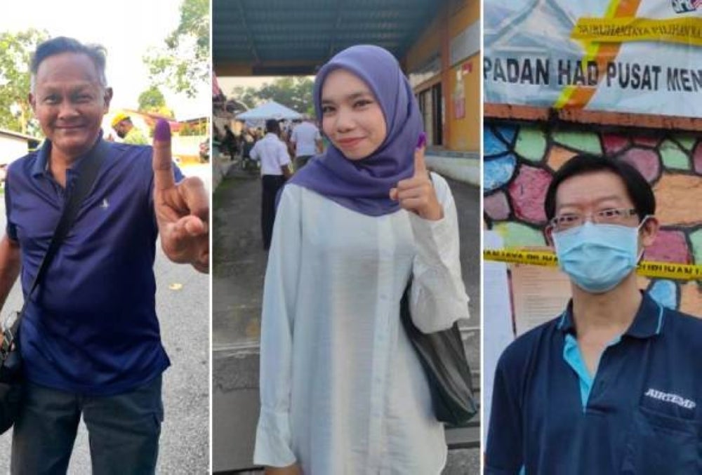 From left: Abdul Rahim Mohd Taib, Asmira Maisarah Mohd Syukri and Chua Yung Kang among earliest to arrive at Sekolah Jenis Kebangsaan Cina (SJKC) Chung Hua, Rantau, today.