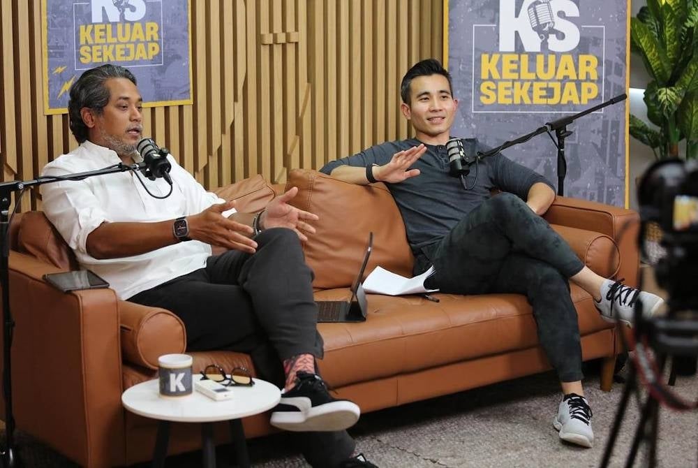 Khairy Jamaluddin (left) and Shahril Sufian on their 'Keluar Sekejap' podcast today - FILE PIX 