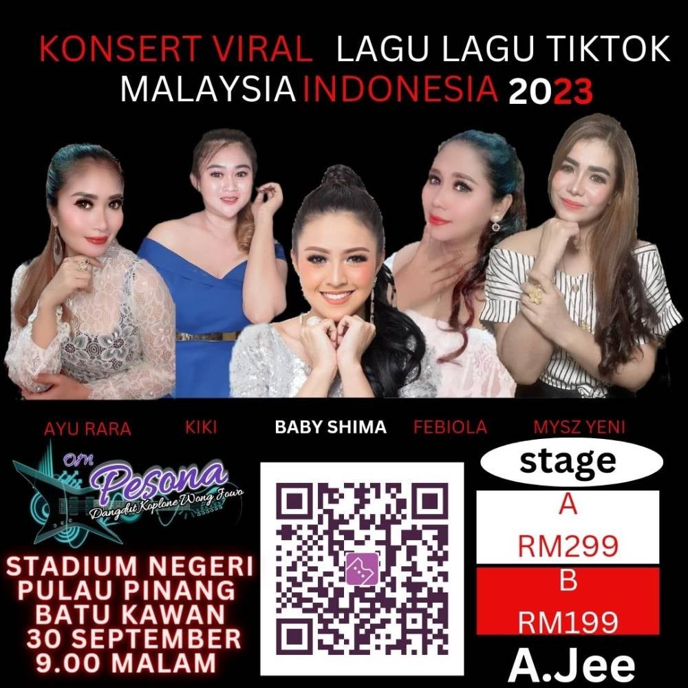 Based on an online ticket website ticket2u, the viral Malaysian Indonesian TikTok song concert will be held at Batu Kawan state stadium. - Photo by ticket2u