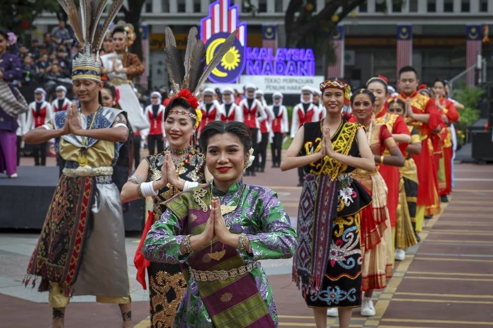 Performances from several races and ethnicities were done in the 2023 National Day celebration in Putrajaya. - BERNAMA PIX