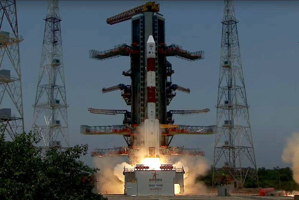 This handout screen grab taken and received from the live feed of Indian Space Research Organisation (ISRO) website on Sept 2, shows the Aditya-L1 spacecraft take off from Sriharikota, on a voyage to the center of the Sun. (Photo by ISRO / AFP)