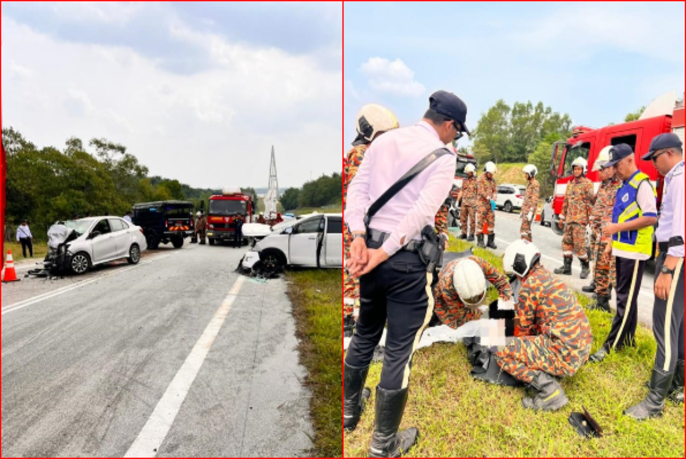 Two women and a man were killed in a crash involving three cars at KM50.1 of the Senai-Desaru Expressway heading towards Bandar Penawar near Kota Tinggi, this afternoon. - BERNAMA
