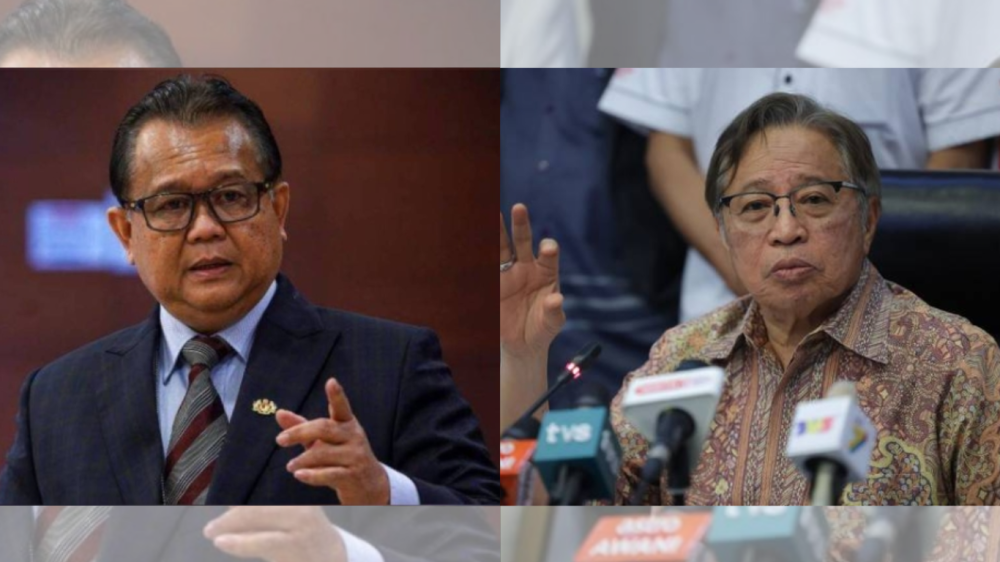 Work Minister Nanta Linggi (right), Premier of Sarawak Abang Johari (left)