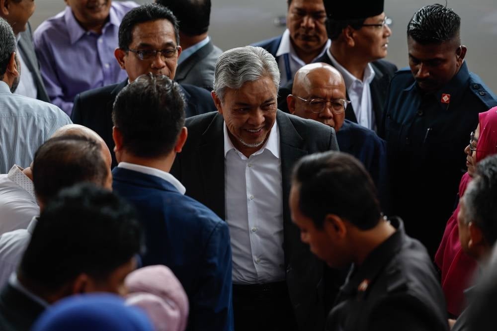 Datuk Seri Ahmad Zahid Hamidi at the Kuala Lumpur High Court, today. - Photo by Bernama