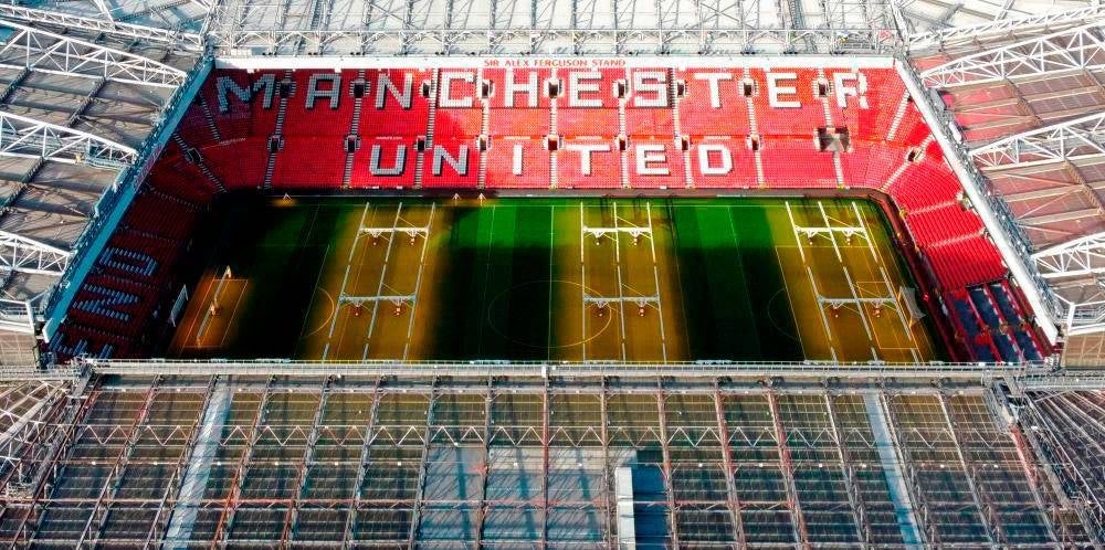 Old Trafford stadium, home ground of to Manchester United football team, in Manchester, northern England. - FILE PIX by AFP