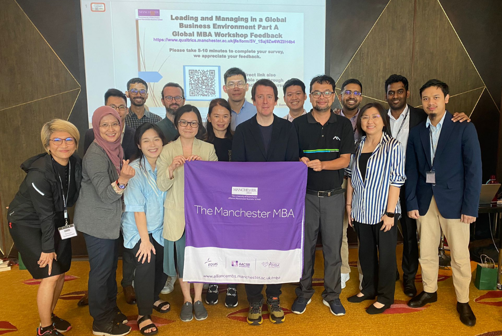 Dr Gordon Mayze (middle), leading academic and alum of the Manchester Global MBA Programme, flew in from the UK to deliver a core course lecture for Malaysia’s inaugural July 2023 cohort - FILE PIX 