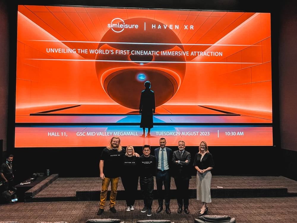 From left : Ben Johnston, Tracy Whitelaw, Dato’ Sim Choo, Paul Sanda, Simon Fellows, Alex Elibank Murray gather for a momentous collaboration, shaping the future of innovation and immersive entertainment - by Sim Leisure & HavenXR
