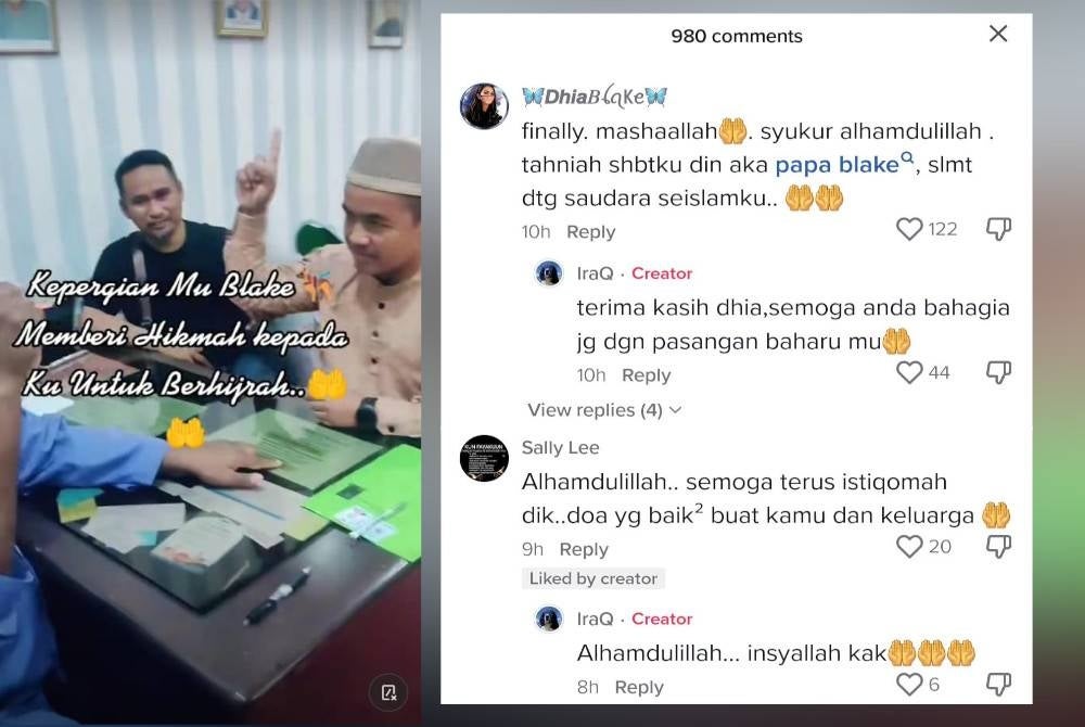 A screenshot of the video and comments on TikTok