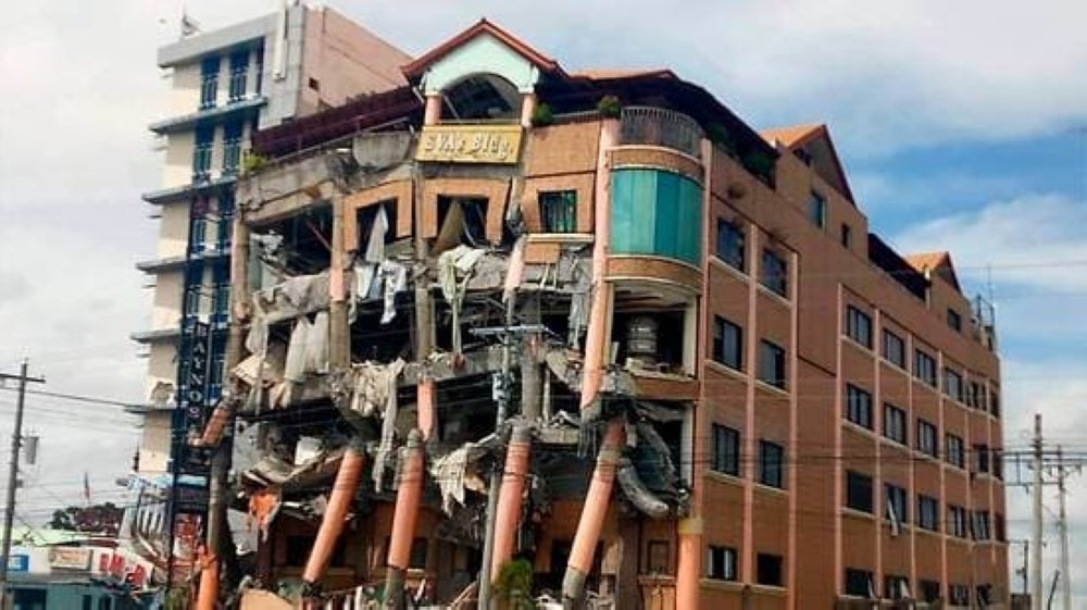 A ruined hotel building due to the Mindanao earthquakes - AFP 