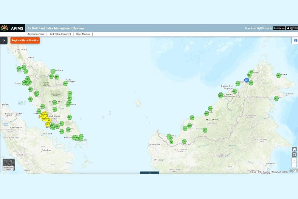 A total of 11 areas recorded unhealthy API readings as of 7pm today.