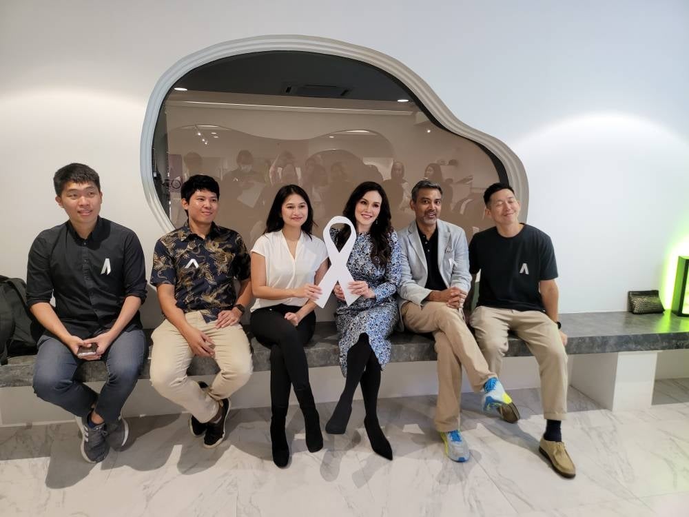 From the left, Wong Yan Ke, Muhammad Iqbal Fatkhi, Nelissa Nizam, Sarimah Ibrahim, JJ Fernandez, Hugh Koh in a press conference after the White Ribbon Campaign and Run launch on Tuesday.