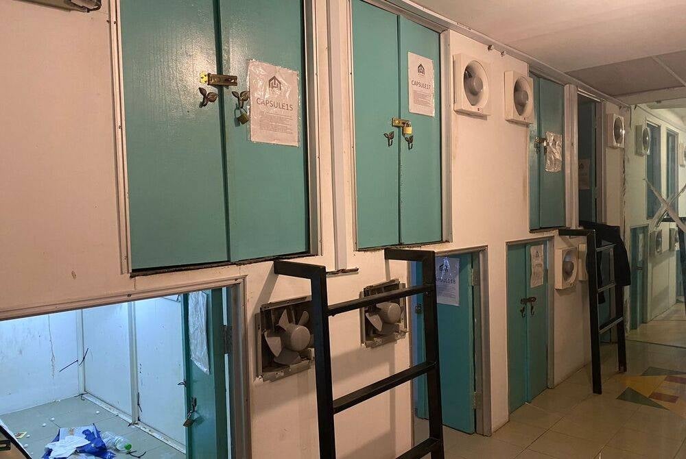 The Japanese capsule concept rental rooms located on the second floor of a shop building in Klang Valley.