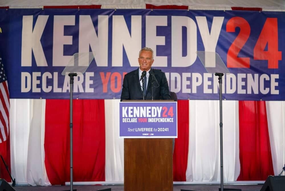 Presidential Candidate Robert F. Kennedy Jr. makes a campaign announcement at a press conference on Oct 9 in Philadelphia, Pennsylvania. (Photo by Jessica Kourkounis / GETTY IMAGES NORTH AMERICA / Getty Images via AFP)