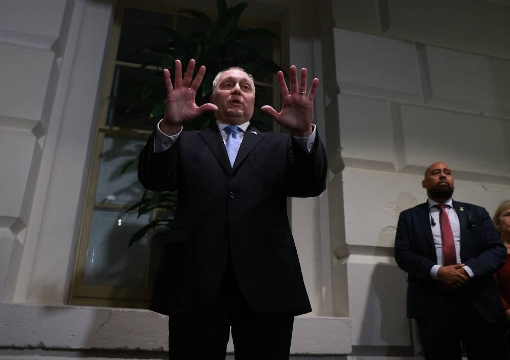 Steve Scalise (R-LA) announces he is taking his name out of the running for US Speaker of House. Photo by Joe Raedle/AFP