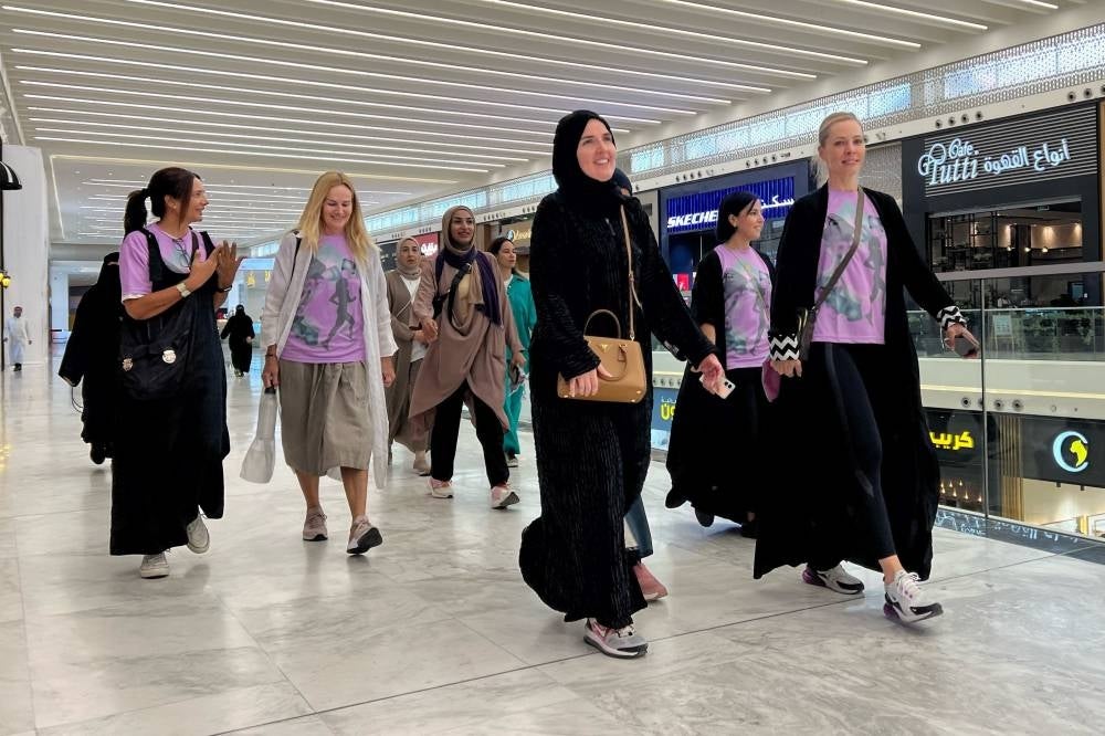 Saudi women exercise in a mall in Riyadh. Photo by Haitham El-Tabei/AFP
