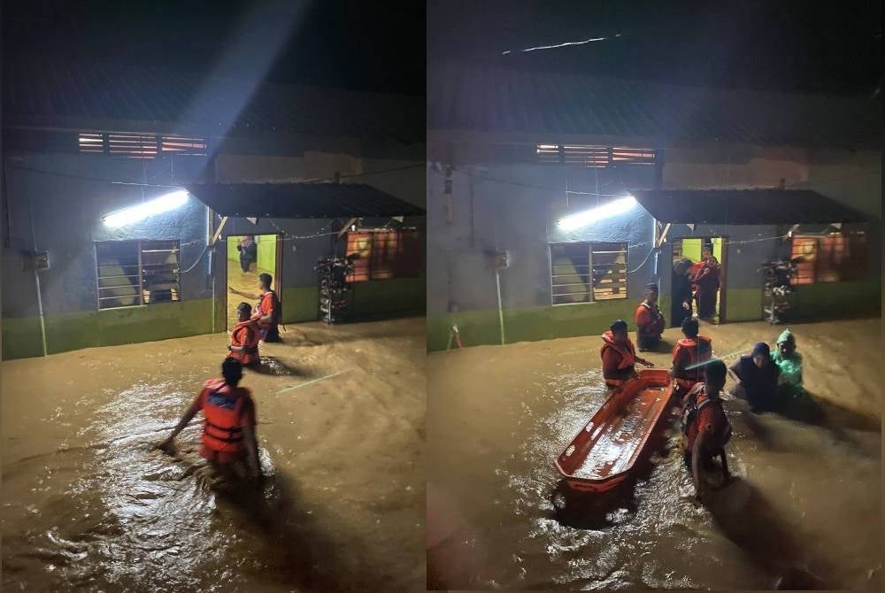 A total of 166 people from 134 families have been evacuated to four relief centres in two districts after their houses were hit by flash floods following several hours of heavy downpour yesterday evening. Photo: APM