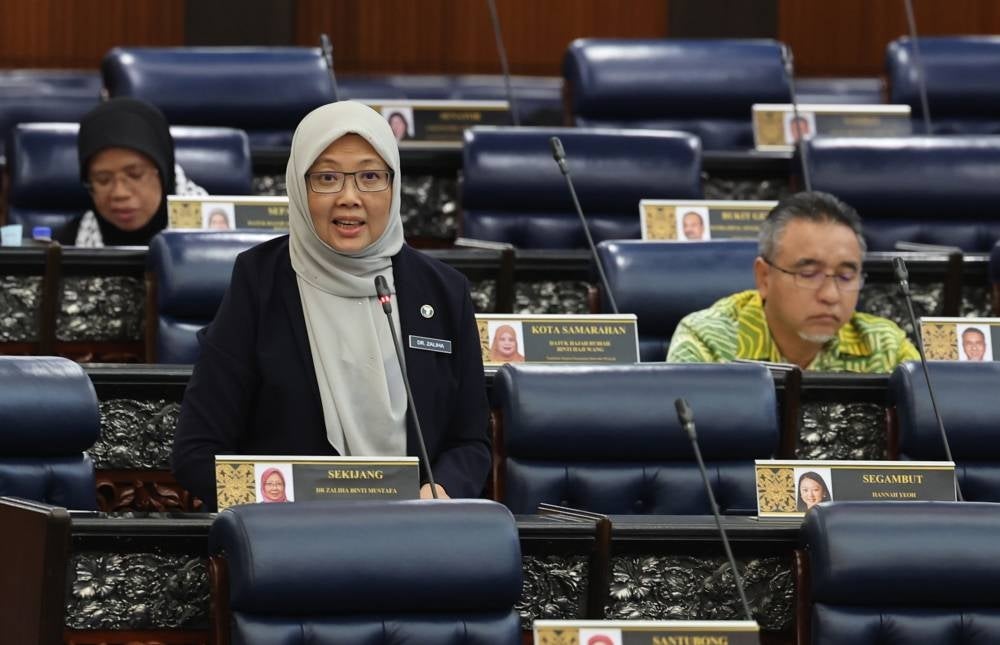 Health Minister Dr Zaliha Mustafa during the Minister’s Question Time at the Dewan Rakyat, today. - Photo by Bernama