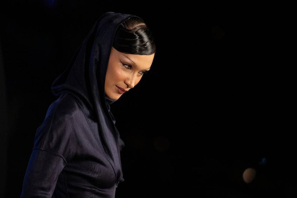 US model Bella Hadid arrives to attend the Fashion Trust Arabia Awards, a part of year-round cultural events culminating the FIFA World Cup Qatar 2022 football tournament, at the national museum of Qatar in Doha on October 26, 2022. (Photo by Jewel SAMAD / AFP)