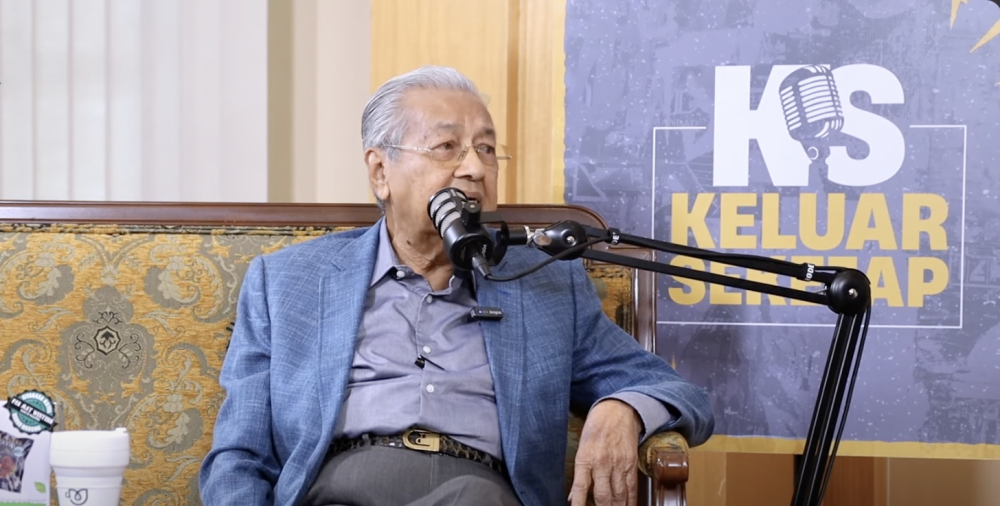 Former prime minister Tun Dr Mahathir Mohamad during the Keluar Sekejap podcast.