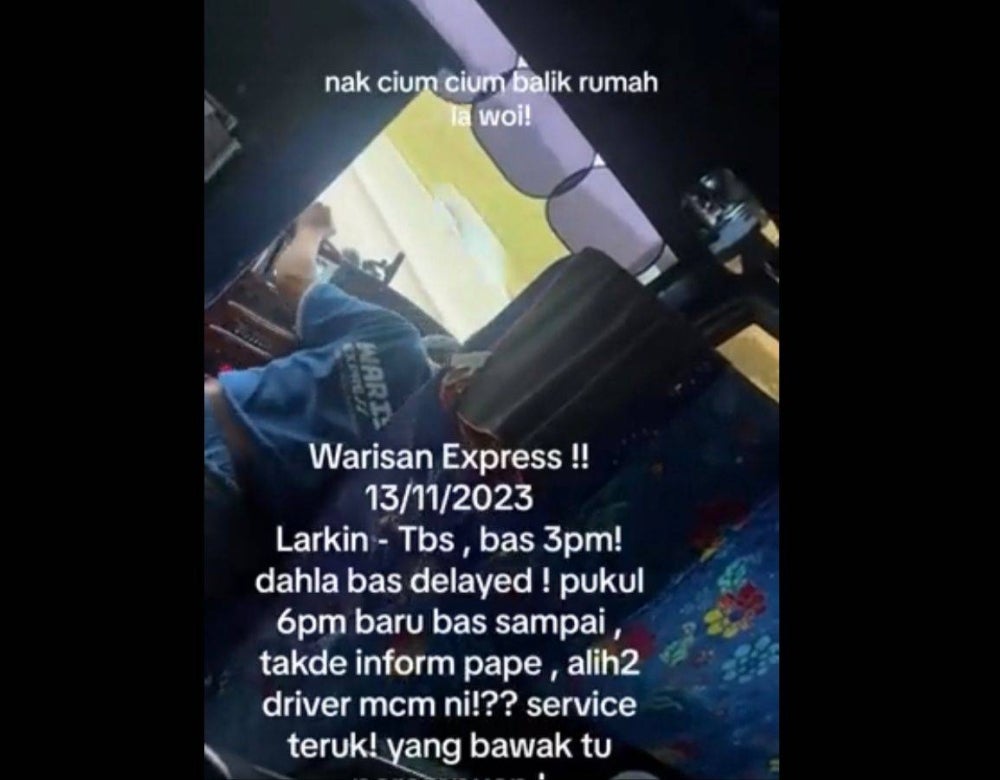 A screenshot of a video posted by @iffahdanishaa on the alleged lewd act by the bus driver.