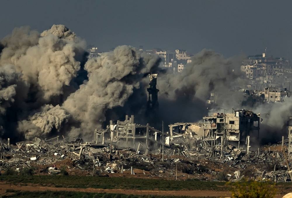 Smoke rises during an Israeli military bombardment of the northern Gaza Strip on November 15, 2023 - AFP 