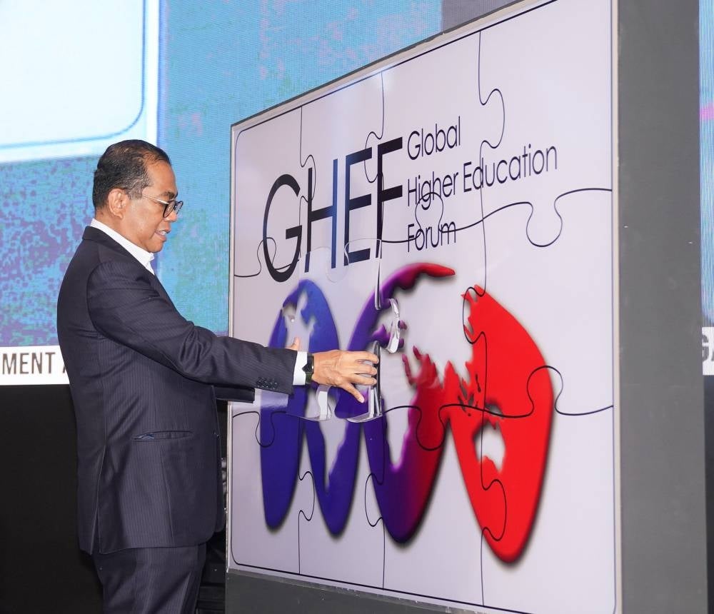 Higher Education Minister Datuk Seri Mohamed Khaled Nordin officiating the 8th Global Higher Education Forum at the Movenpick Hotel and Convention Centre, yesterday - pic by ROSLAN TALIB.