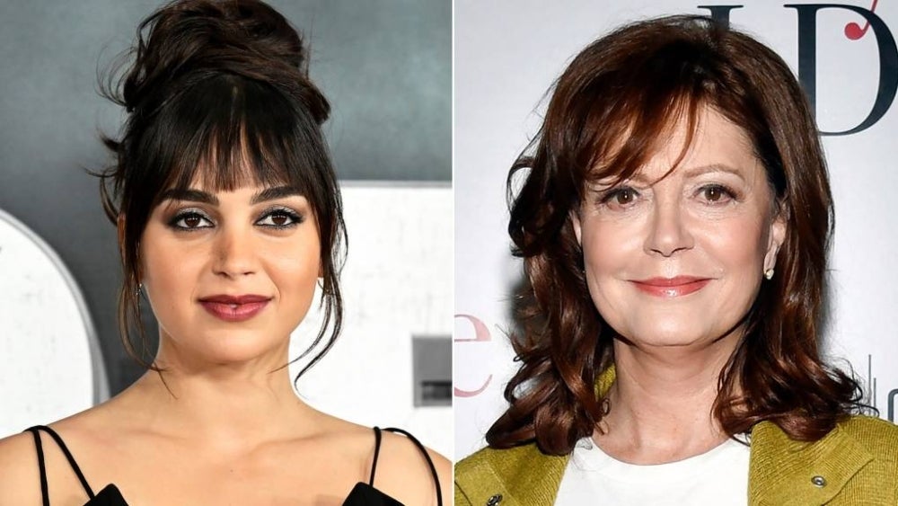 Melissa Barrera attends the world premiere of "Scream VI" in New York on March 6, 2023, left, and Susan Sarandon attends a special screening of "Maybe I Do" in New York on Jan. 17, 2023. Sarandon and Barrera were each dropped by Hollywood companies after making pro-Palestinian comments - AFP 